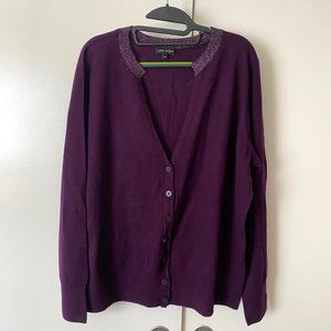 NWOT Universal Standard Cardigan Dark Purple US Sz M (18-20) 100% Merino Wool